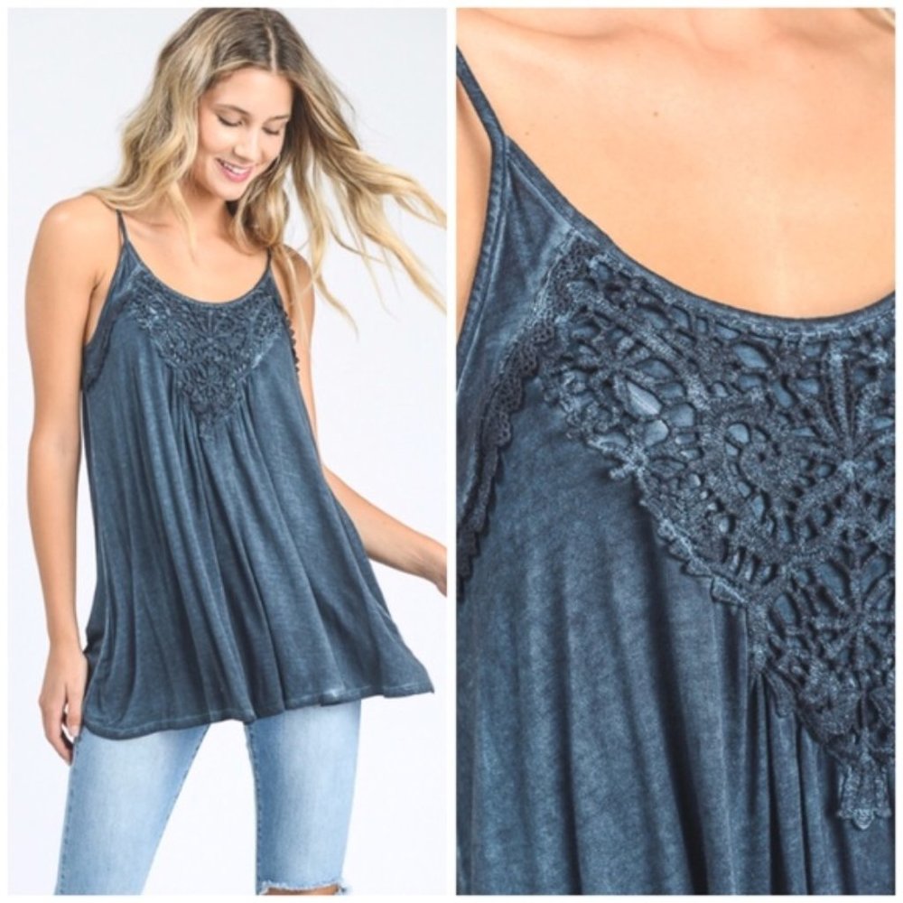 LAST Gray Lace Detail Tank